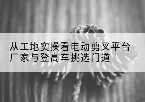 赣榆电动剪叉升降平台厂家-从工地实操看电动剪叉平台厂家与登高车挑选门道